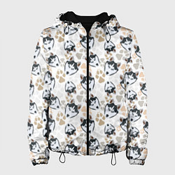 Куртка с капюшоном женская Собака Сибирский Хаски, цвет: 3D-черный