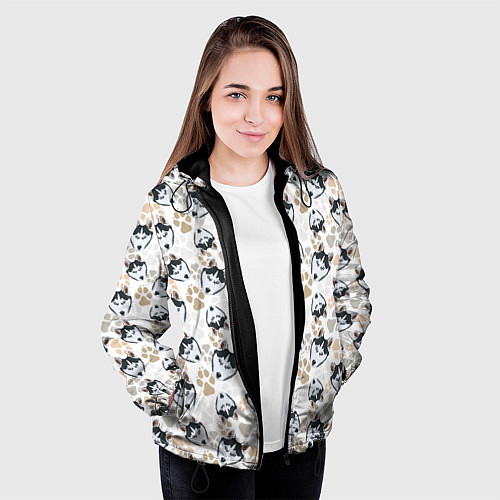 Женская куртка Собака Сибирский Хаски / 3D-Черный – фото 3