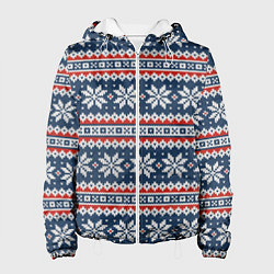 Куртка с капюшоном женская Knitted Christmas Pattern, цвет: 3D-белый