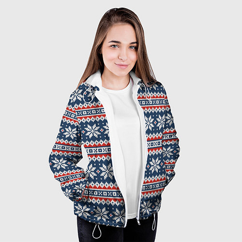 Женская куртка Knitted Christmas Pattern / 3D-Белый – фото 3