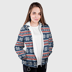 Куртка с капюшоном женская Knitted Christmas Pattern, цвет: 3D-белый — фото 2