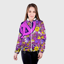 Куртка с капюшоном женская Психоделика Существа Знаки, цвет: 3D-белый — фото 2