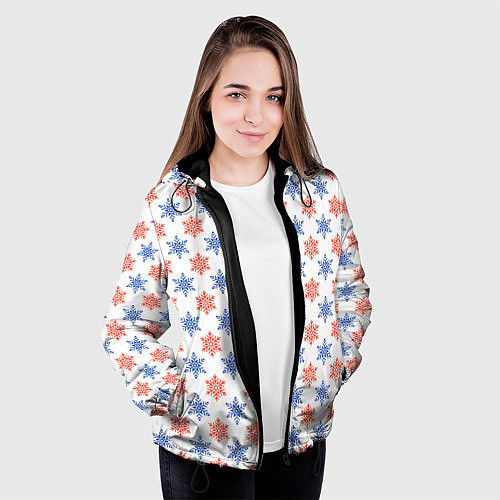 Женская куртка Снежинки паттернsnowflakes pattern / 3D-Черный – фото 3