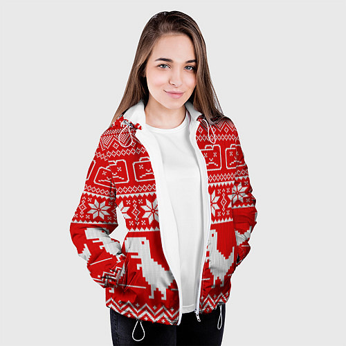 Женская куртка Вязаный принт / 3D-Белый – фото 3