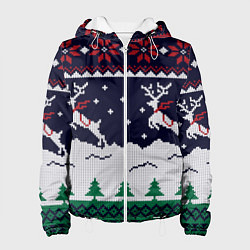 Куртка с капюшоном женская СВИТЕР С ОЛЕНЯМИ DEER SWEATER, цвет: 3D-белый