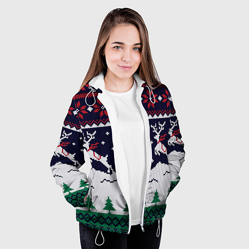 Женская куртка СВИТЕР С ОЛЕНЯМИ DEER SWEATER / 3D-Белый – фото 3