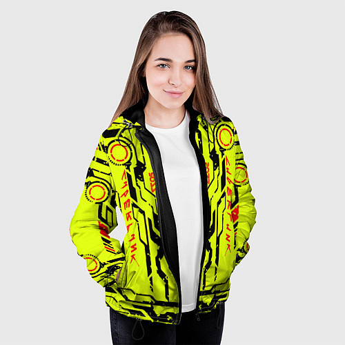 Женская куртка Cyberpunk 2077 YELLOW / 3D-Черный – фото 3