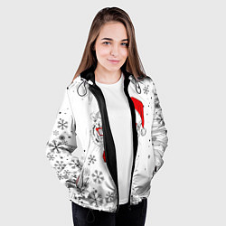 Куртка с капюшоном женская Новогодний тигр летящие снежинки, цвет: 3D-черный — фото 2
