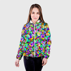 Куртка с капюшоном женская Rainbow flowers, цвет: 3D-белый — фото 2