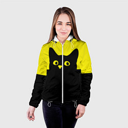 Куртка с капюшоном женская Котик голова кота, цвет: 3D-белый — фото 2