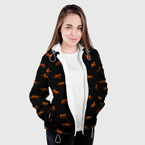 Женская куртка Тигры паттерн Tigers pattern / 3D-Белый – фото 3
