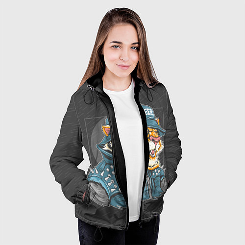 Женская куртка Крутой тигр cool tiger / 3D-Черный – фото 3