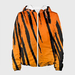 Куртка с капюшоном женская Шкура тигра диагональ, цвет: 3D-белый