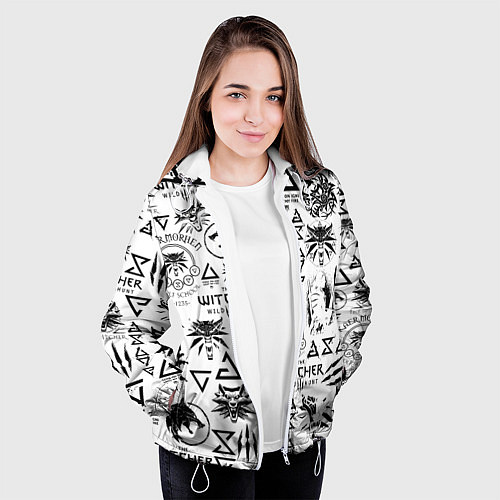 Женская куртка THE WITCHER LOGOBOMBING ЧЁРНО БЕЛЫЙ ВЕДЬМАК ПАТТЕР / 3D-Белый – фото 3