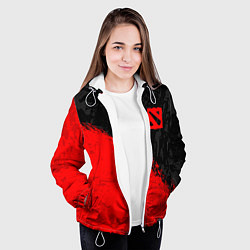 Куртка с капюшоном женская DOTA 2 RED LOGO, БРЫЗГИ КРАСОК, цвет: 3D-белый — фото 2