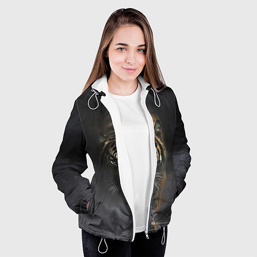 Женская куртка Тигр в тумане / 3D-Белый – фото 3