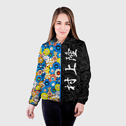 Куртка с капюшоном женская Такаси Мураками Иероглифами, цвет: 3D-черный — фото 2
