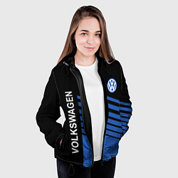 Куртка с капюшоном женская VOLKSWAGEN ЧЕРНО СИНИЙ, цвет: 3D-черный — фото 2