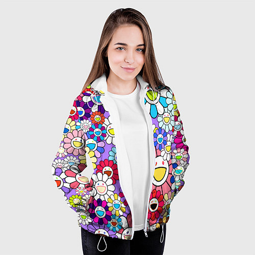 Женская куртка Цветы Takashi Murakami / 3D-Белый – фото 3