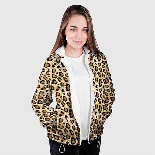 Женская куртка Пятна Дикого Леопарда / 3D-Белый – фото 3