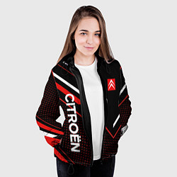 Куртка с капюшоном женская Citroen, Ситроен Полоски, цвет: 3D-черный — фото 2