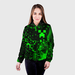 Куртка с капюшоном женская MINECRAFT - КРИПЕР - Частицы, цвет: 3D-черный — фото 2