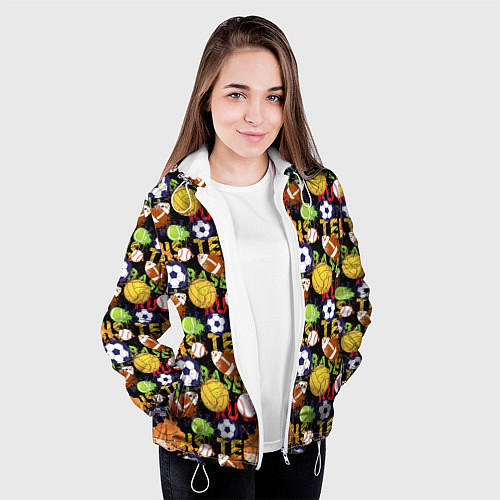 Женская куртка Разные Спортивные Мячи / 3D-Белый – фото 3