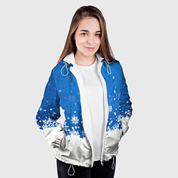 Куртка с капюшоном женская Снежинки - С Новым Годом, цвет: 3D-белый — фото 2