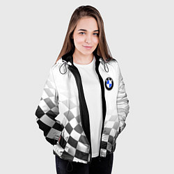 Куртка с капюшоном женская BMW, БМВ СПОРТ, ФИНИШНЫЙ ФЛАГ, цвет: 3D-черный — фото 2