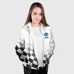 Куртка с капюшоном женская Subaru, Субару Спорт, Финишный флаг, цвет: 3D-белый — фото 2