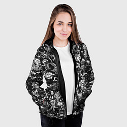 Куртка с капюшоном женская DOTA 2 ВСЕ ПЕРСОНАЖИ ЧЁРНО БЕЛЫЙ, цвет: 3D-черный — фото 2