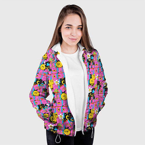 Женская куртка Психоделика Инь-Янь / 3D-Белый – фото 3