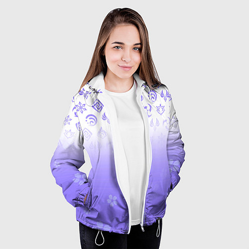 Женская куртка GENSHIN IMPACT SYMBOL PATTERN SAKURA САКУРА / 3D-Белый – фото 3