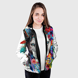 Куртка с капюшоном женская Лев - сильный взгляд, цвет: 3D-черный — фото 2