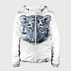 Куртка с капюшоном женская Взгляд белого тигра, цвет: 3D-белый