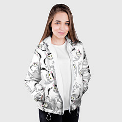 Куртка с капюшоном женская КОТИКИ МЕМ МЯУ, цвет: 3D-белый — фото 2