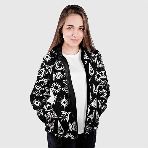 Женская куртка EXO BAND SYMBOL PATTERN WHITE K-POP / 3D-Черный – фото 3