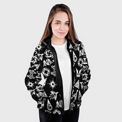 Куртка с капюшоном женская EXO BAND SYMBOL PATTERN WHITE K-POP, цвет: 3D-черный — фото 2