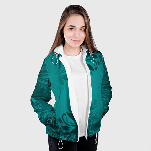 Женская куртка Малахитовые листья / 3D-Белый – фото 3