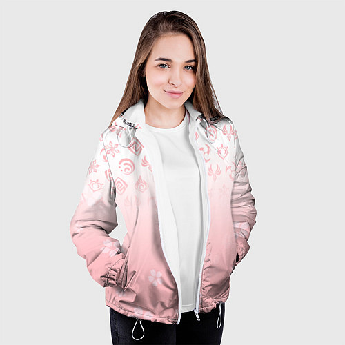 Женская куртка ГЕНШИН ИМПАКТ ЯПОНИЯ САКУРА ЦВЕТОК / 3D-Белый – фото 3