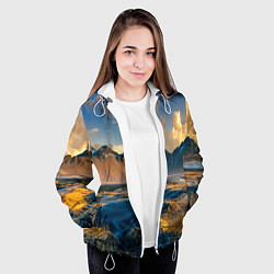 Куртка с капюшоном женская Красивый горный пейзаж, цвет: 3D-белый — фото 2