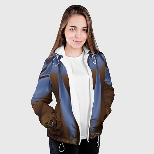 Женская куртка Орхидея в коричневом Абстракция 541-2-p3-5 Дополне / 3D-Белый – фото 3