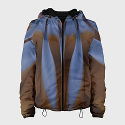 Куртка с капюшоном женская Орхидея в коричневом Абстракция 541-2-p3-5 Дополне, цвет: 3D-черный