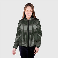 Куртка с капюшоном женская Орхидея в зеленом Абстракция 541-2-p3-4 Дополнение, цвет: 3D-черный — фото 2