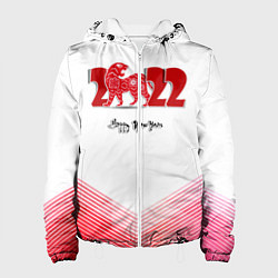 Куртка с капюшоном женская 2022 Год Тигра Happy New Year Новый Год, цвет: 3D-белый