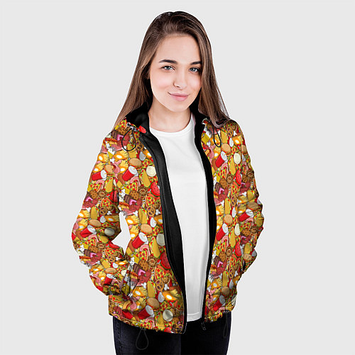 Женская куртка Еда Fast Food / 3D-Черный – фото 3