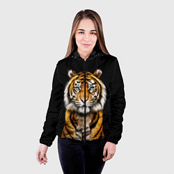 Куртка с капюшоном женская Пушистый Тигр Во Тьме Символ 2022 года, цвет: 3D-черный — фото 2