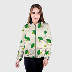 Куртка с капюшоном женская Брокколи паттерн, цвет: 3D-черный — фото 2