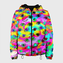 Куртка с капюшоном женская Психоделические взгляды, цвет: 3D-черный