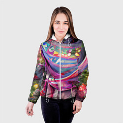 Куртка с капюшоном женская Новогодний конфетти, цвет: 3D-белый — фото 2